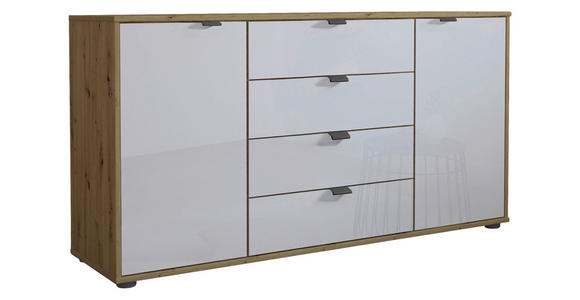 SIDEBOARD  in 140/70/43 cm  - Schieferfarben/Eiche Bianco, KONVENTIONELL, Glas/Holzwerkstoff (140/70/43cm) - Dieter Knoll