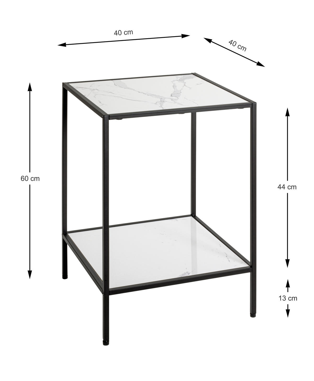 ODKLÁDACÍ STOLEK, černá, bílá - bílá/černá, Trend, kov/kompozitní dřevo (40/40/60cm)