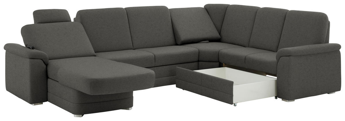 WOHNLANDSCHAFT  in Chenille Grau  - Alufarben/Grau, KONVENTIONELL, Holz/Textil (160/329/235cm) - Beldomo Comfort