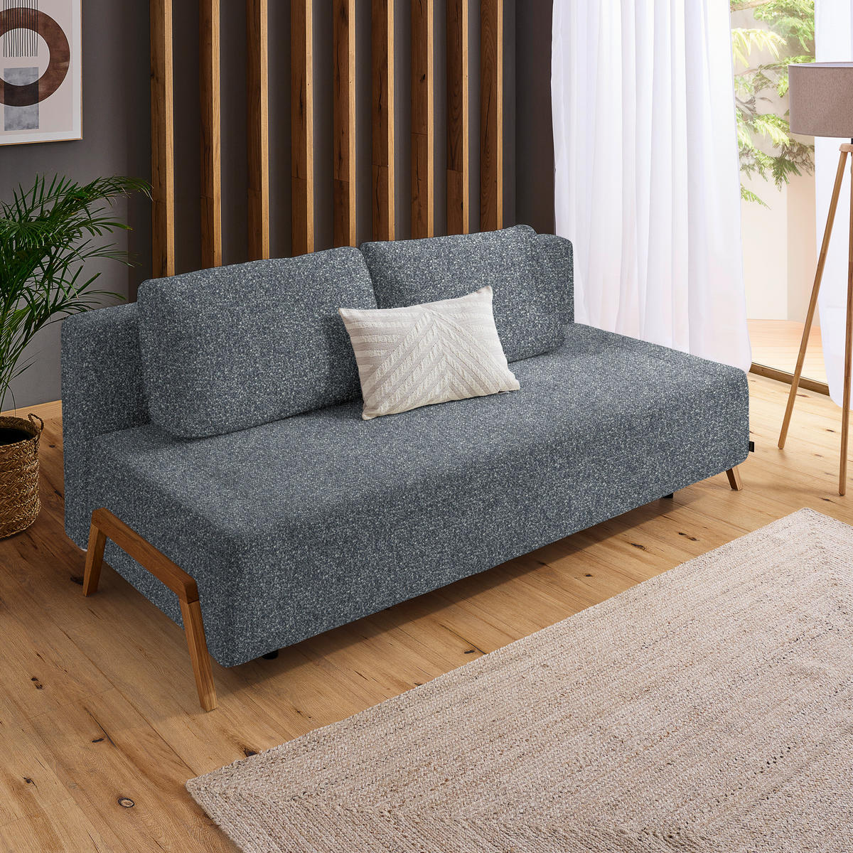SCHLAFSOFA in Textil Dunkelgrau  - Dunkelgrau/Naturfarben, Design, Holz/Textil (211/88/102cm) - Niels Andersson