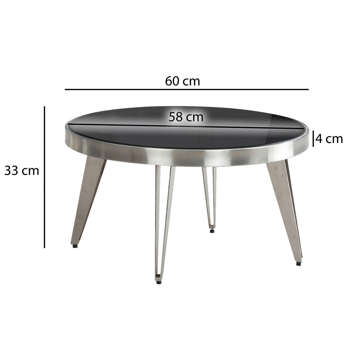 COUCHTISCH in Glas 60/60/33 cm  - Silberfarben, Design, Glas/Metall (60/60/33cm) - MID.YOU