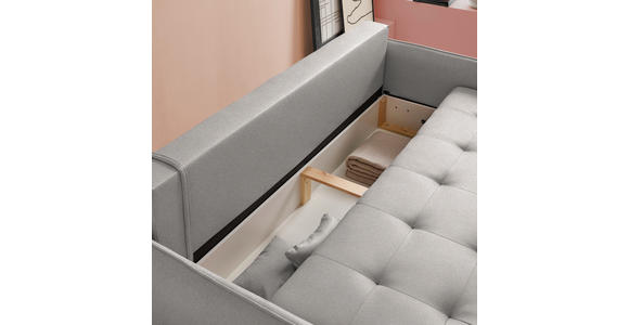 SCHLAFSOFA  in Chenille Hellgrau  - Buchefarben/Hellgrau, Design, Holz/Textil (217/97/101cm) - Carryhome