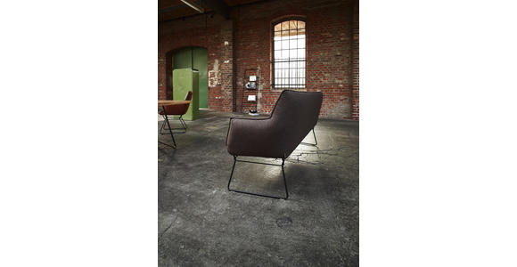 SITZBANK in Metall, Textil, Leder Braun, Schwarz, Dunkelbraun - Dunkelbraun/Schwarz, Design, Leder/Textil (208/95/68cm) - Ambiente