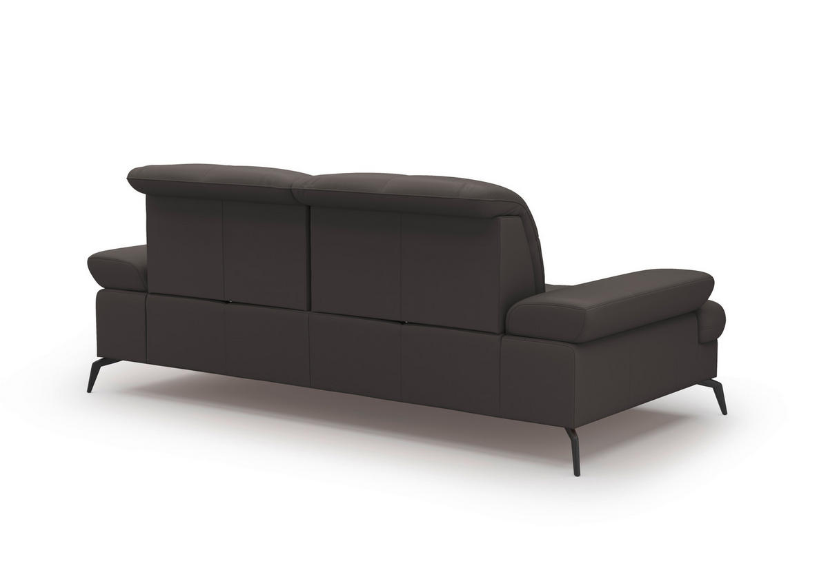 2,5-SITZER in Echtleder Mokka  - Schwarz/Mokka, Konventionell, Leder/Metall (202/90/122cm) - Sit & More