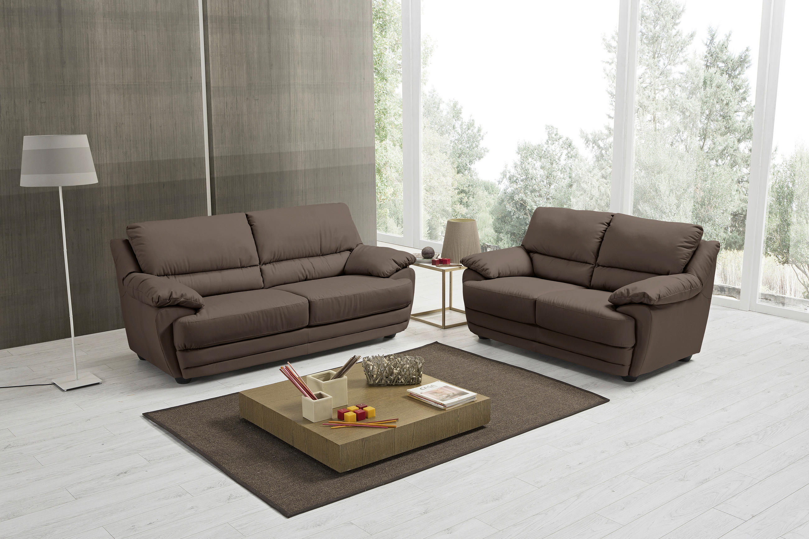 2-SITZER-SOFA in Lederlook Braun  - Braun, Design, Kunststoff/Textil (209/97/100cm) - Livetastic