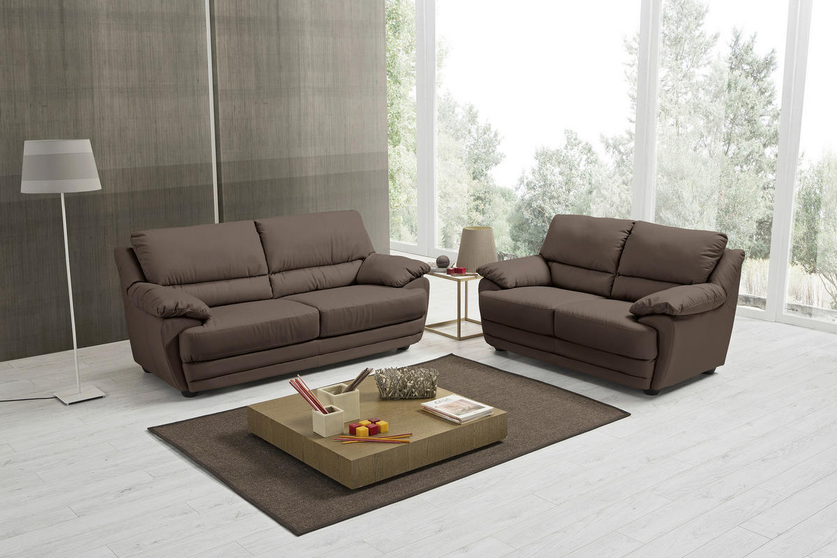 2-SITZER-SOFA in Lederlook Braun  - Braun, Design, Kunststoff/Textil (209/97/100cm) - Livetastic