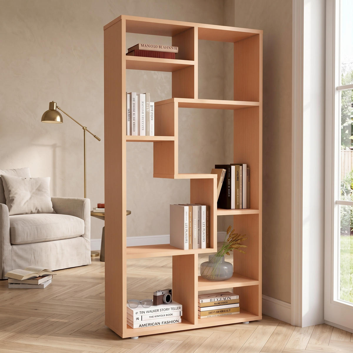 REGAL  58/116/20 cm Buchefarben  - Buchefarben/Grau, MODERN, Holzwerkstoff/Kunststoff (58/116/20cm) - MID.YOU