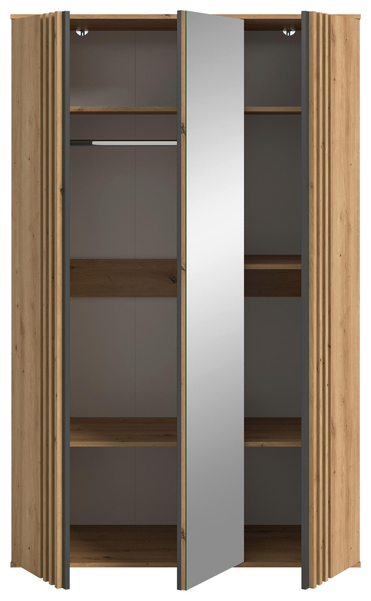 DREHTÜRENSCHRANK 120/192/56 cm,  in Anthrazit, Eiche Artisan, 3-türig  - Anthrazit/Eiche Artisan, ROMANTIK / LANDHAUS, Holzwerkstoff (120/192/56cm) - Livetastic
