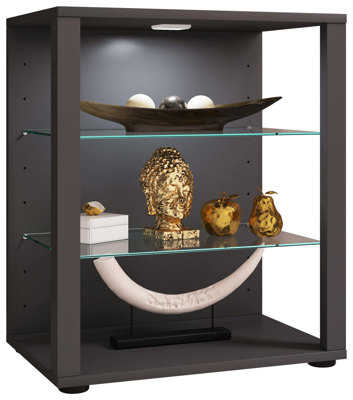 VITRINE in Anthrazit  - Anthrazit/Schwarz, Modern, Glas/Holzwerkstoff (52/60/35cm) - MID.YOU