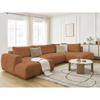 WOHNLANDSCHAFT  FUJI  Orange Bouclé  - Schwarz/Orange, MODERN, Kunststoff/Textil (160/377/204cm)