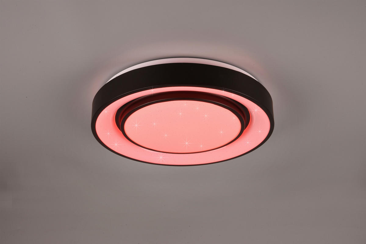 LED-DECKENLEUCHTE MONA  Smart 38/7,5 cm   - Schwarz, Basics, Metall (38/7,5cm)