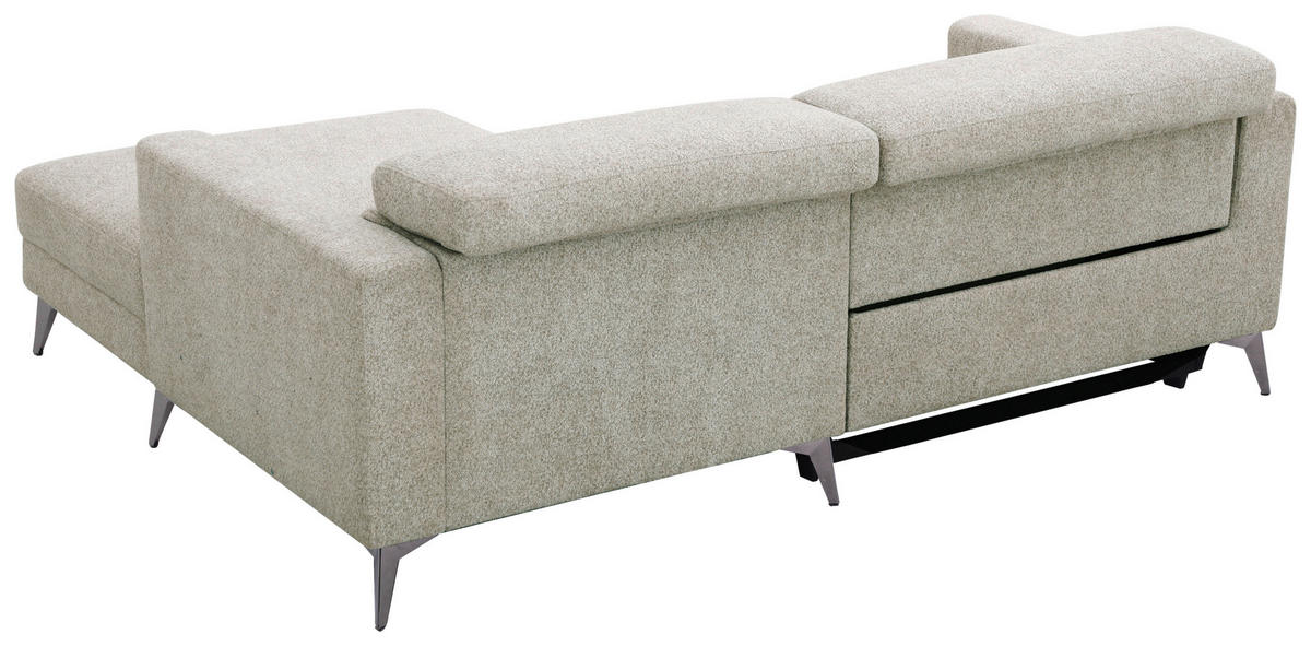 ECKSOFA Beigebraun Chenille  - Chromfarben/Beigebraun, Design, Textil/Metall (218/173cm) - Carryhome