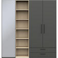 KLEIDERSCHRANK 3-türig Graphitfarben, Eichefarben  - Eichefarben/Anthrazit, Design, Glas/Holzwerkstoff (202,6/213,6/59,3cm) - Cantus