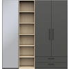 KLEIDERSCHRANK  in Graphitfarben, Eichefarben  - Eichefarben/Anthrazit, Design, Glas/Holzwerkstoff (202,6/213,6/59,3cm) - Cantus