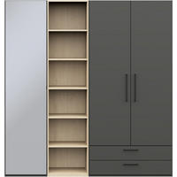 KLEIDERSCHRANK  in Graphitfarben, Eichefarben  - Eichefarben/Anthrazit, Design, Glas/Holzwerkstoff (202,6/213,6/59,3cm) - Cantus
