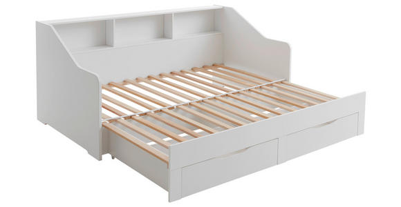 AUSZIEHBETT 90-180/200 cm in Weiß - Buchefarben/Weiß, KONVENTIONELL, Holzwerkstoff (90-180/200cm) - Carryhome