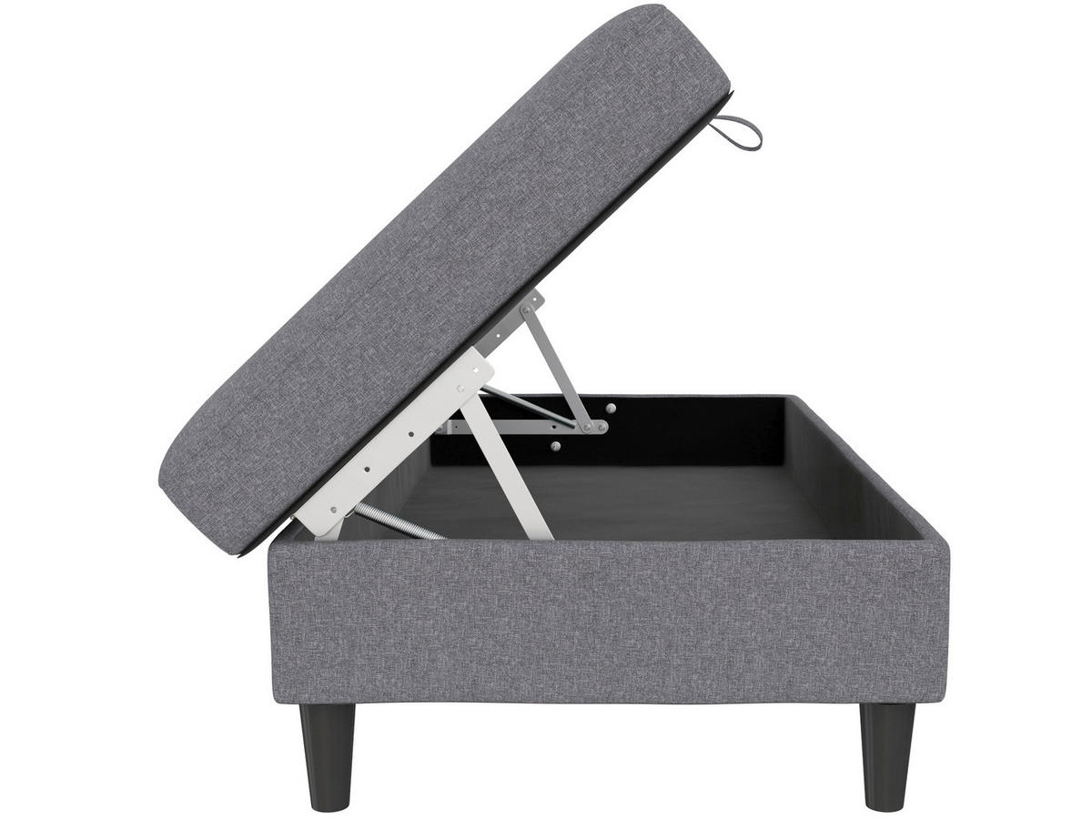 HOCKER in Textil Grau  - Schwarz/Grau, Basics, Kunststoff/Textil (130/43/69cm) - Livetastic