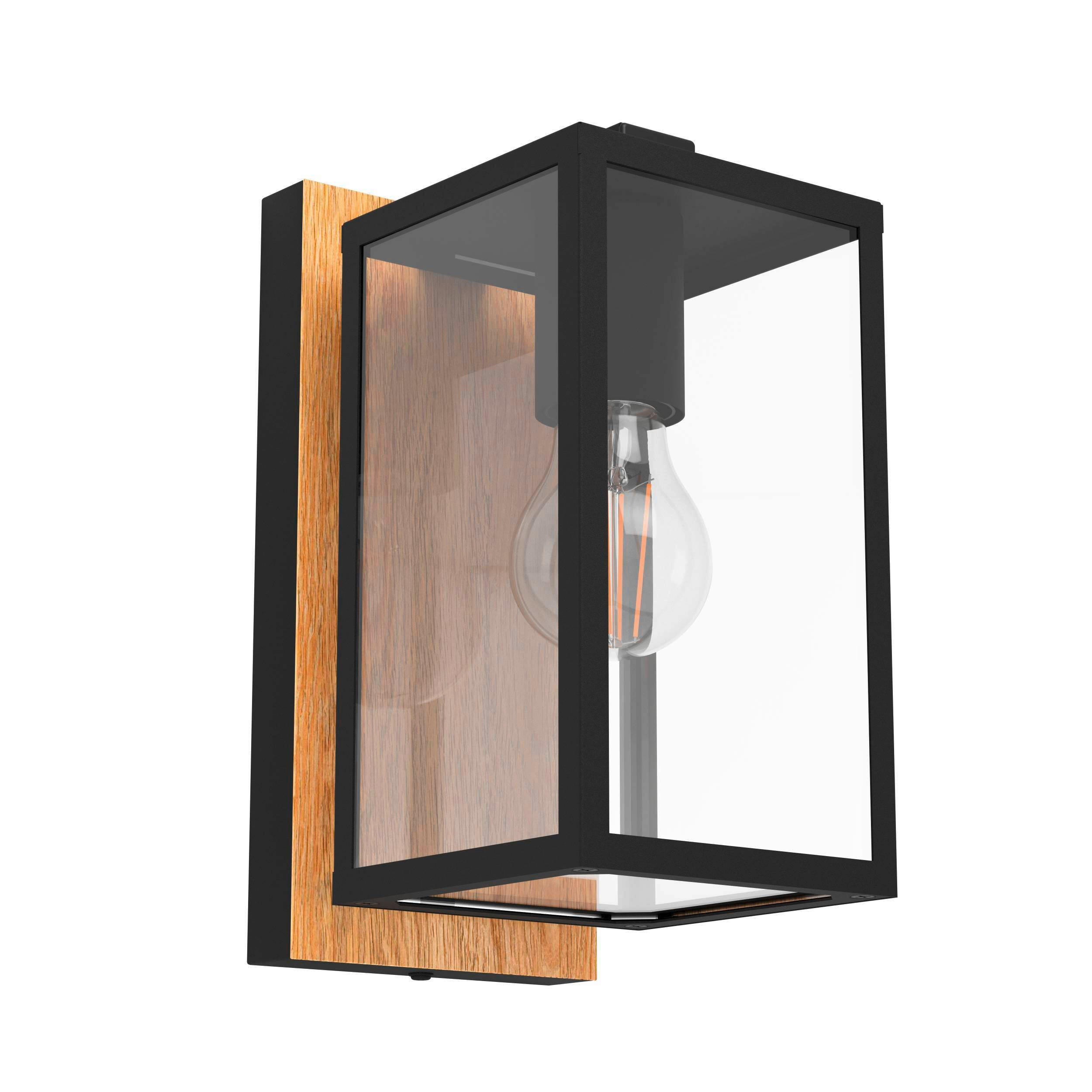 VÄGGLAMPA FÖR UTOMHUS - vit/brun, Natur, metall/glas (16,5/12/27cm) - Eglo