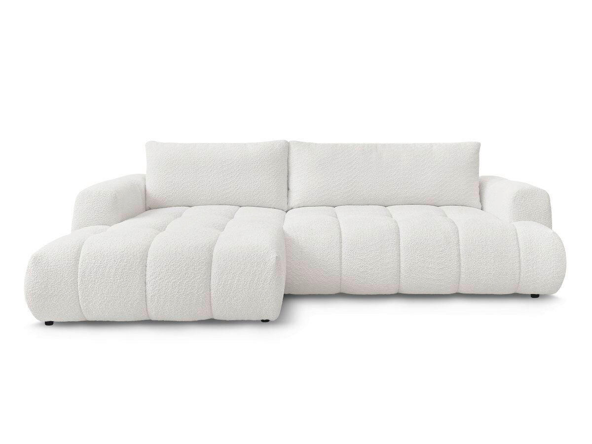 ECKSCHLAFSOFA FUJI Bouclé Weiß  inkl.  - Schwarz/Weiß, MODERN, Kunststoff/Textil (292/160cm)