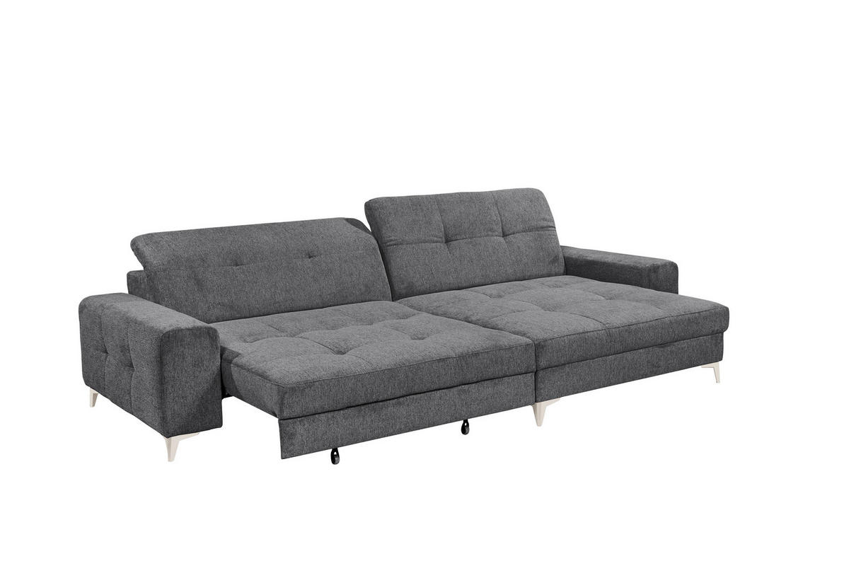 ECKSOFA SORELLA in Mikrovelours Anthrazit Kopfteilverstellung, Sitztiefenverstellung  328/182 cm  - Kaschmir/Anthrazit, Design, Kunststoff/Textil (328/182cm) - MID.YOU
