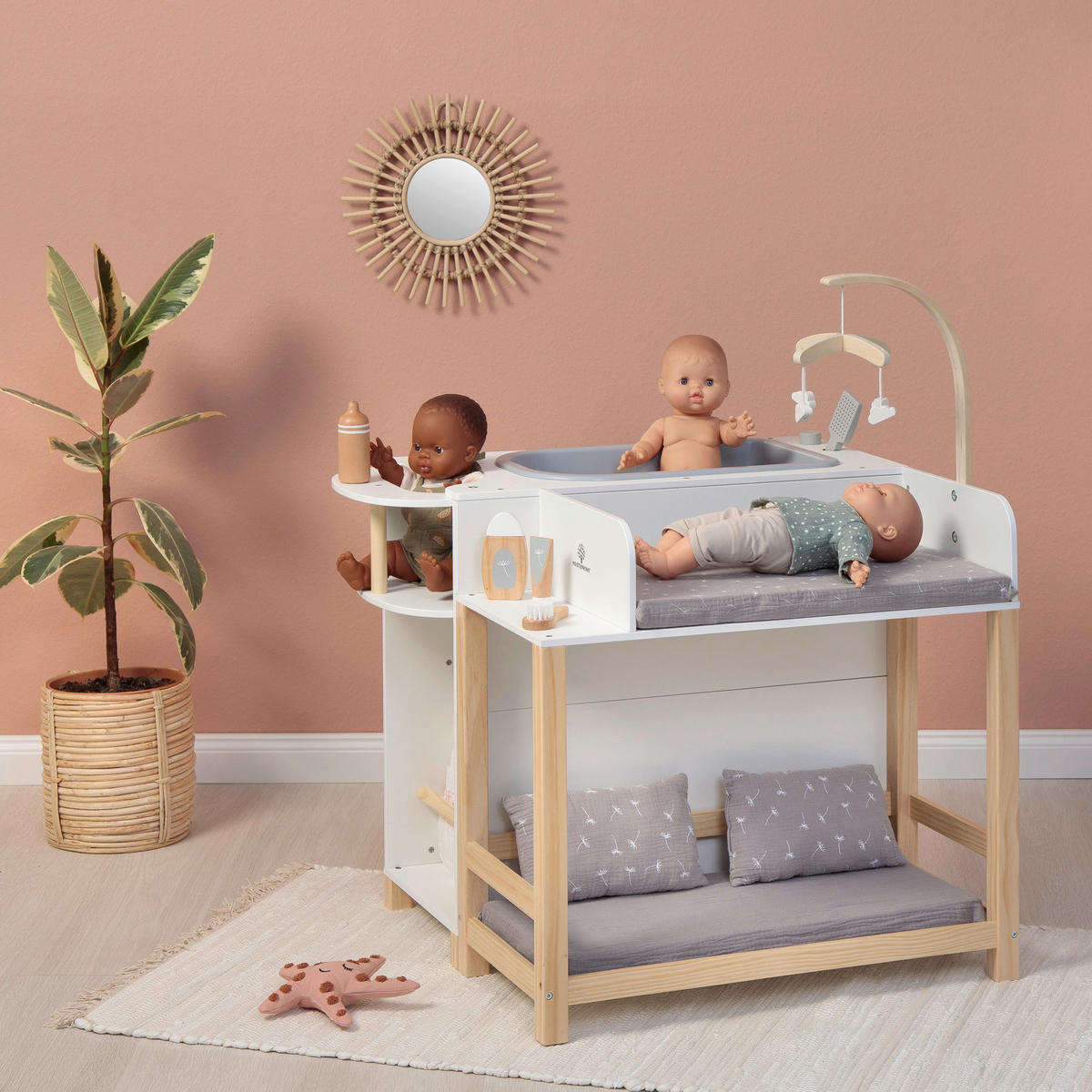 PUPPENWICKELKOMMODE VIOLA  - Naturfarben/Weiß, Basics, Holz/Holzwerkstoff (70/60/87cm) - MUSTERKIND