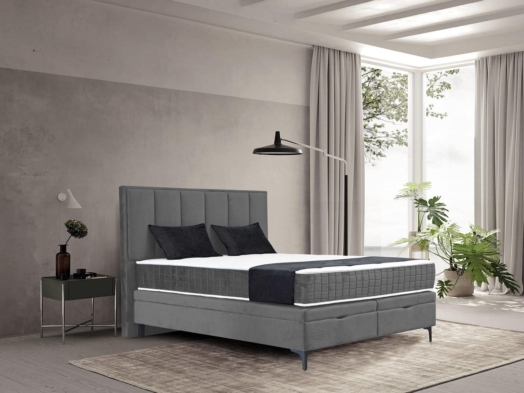 BOX KREVET 180/200 cm     siva  - siva/crna, Moderno, drvni materijal/drvo (180/200cm) - Hom`in