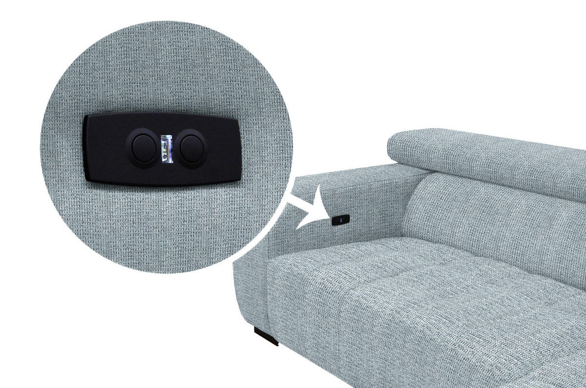 ECKSOFA in Webstoff Türkis  279/182 cm  - Türkis/Schwarz, KONVENTIONELL, Textil/Metall (279/182cm) - Hom`in