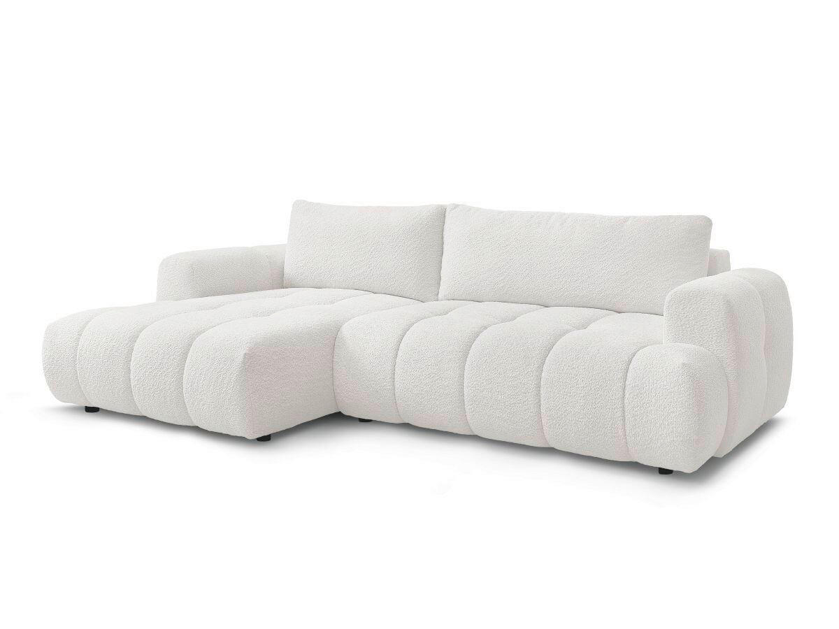 ECKSCHLAFSOFA FUJI Bouclé Weiß  inkl.  - Schwarz/Weiß, MODERN, Kunststoff/Textil (292/160cm)