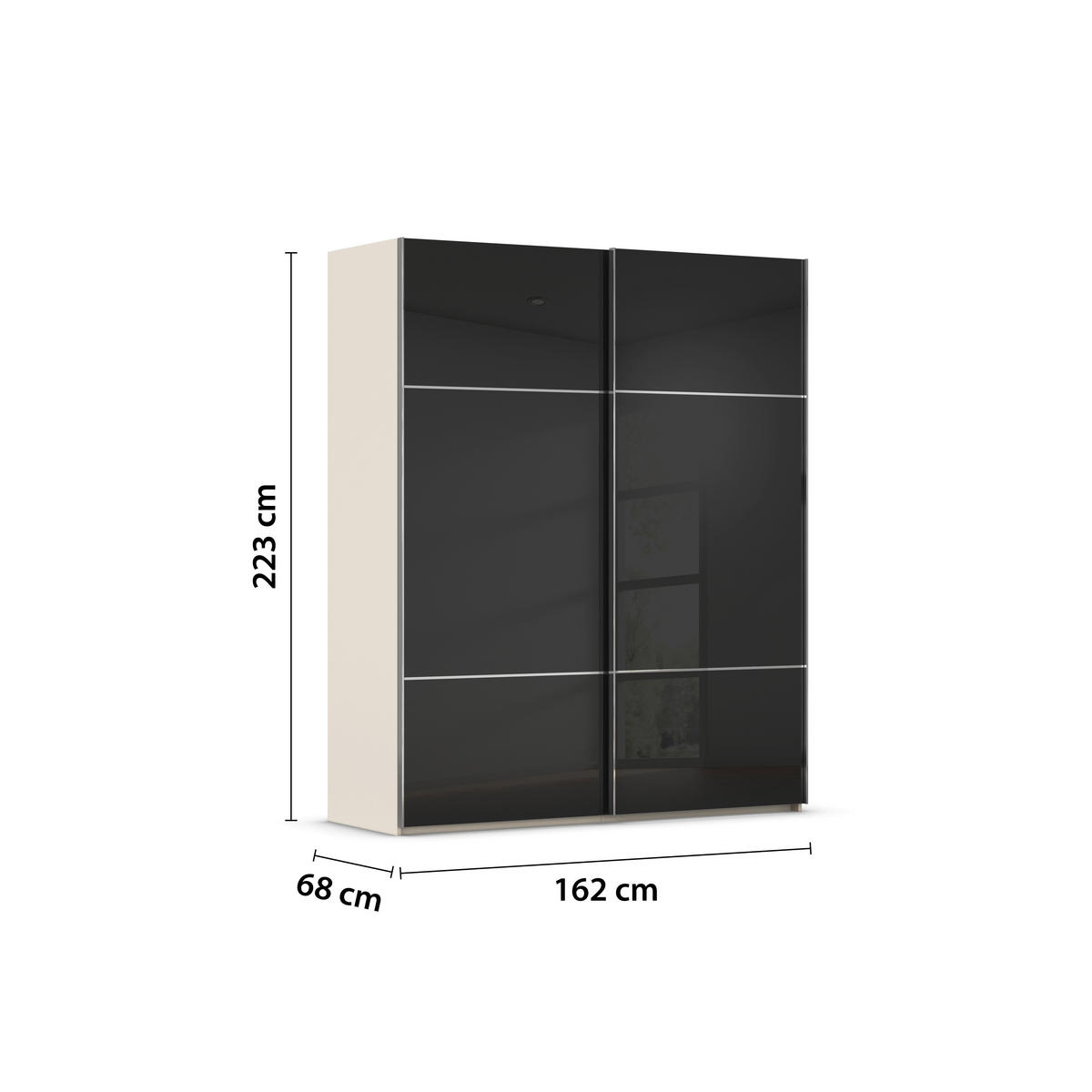 SCHWEBETÜRENSCHRANK  in Schwarz, Champagner  - Chromfarben/Champagner, KONVENTIONELL, Glas/Holzwerkstoff (162/223/68cm) - Novel