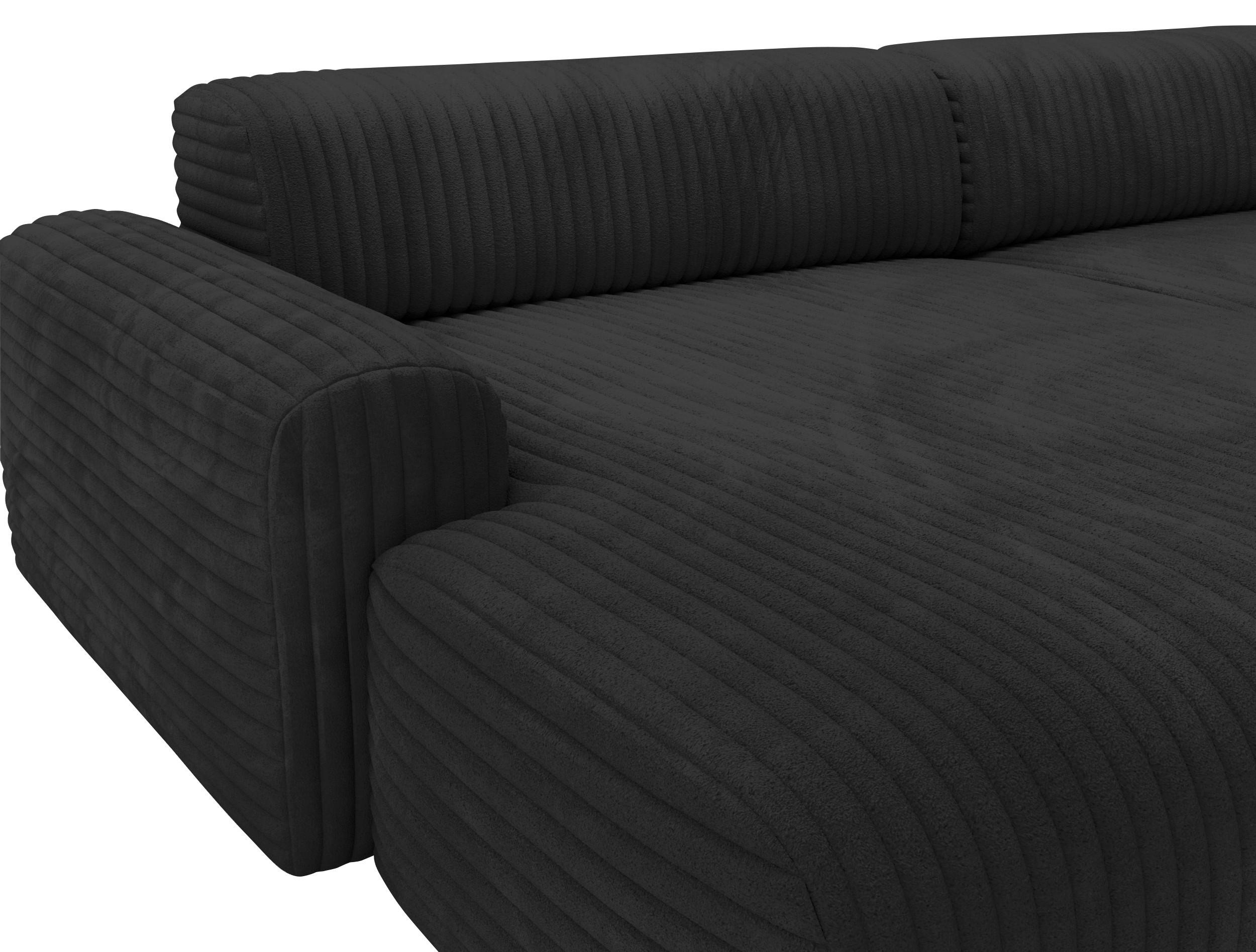 Thumbnail - home24 Ecksofa, Schwarz, Textil, 3-4-Sitzer, Füllung: Schaumstoffflocken, Ottomane links, L-Form, 292x178 cm, Rücken ech...