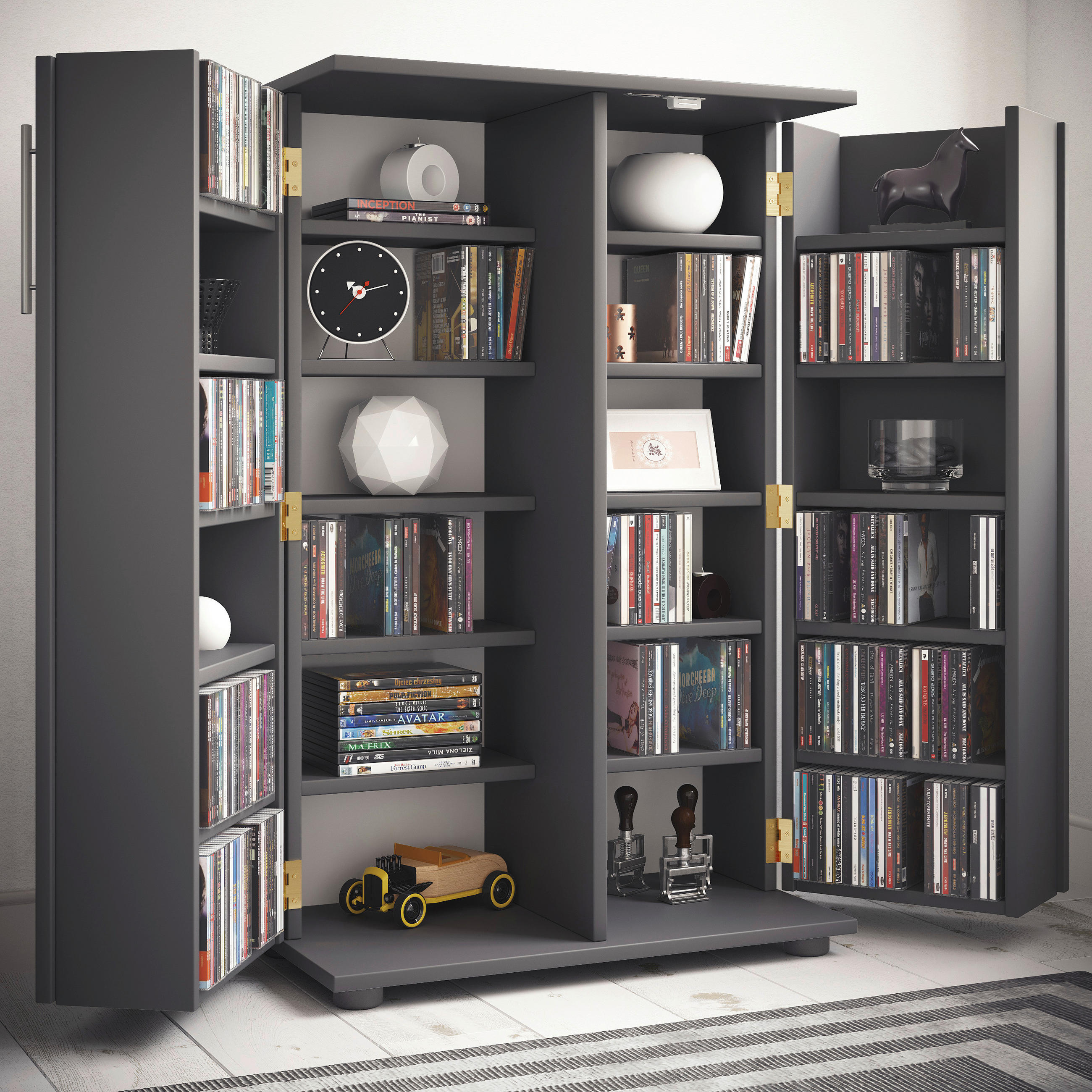 CD-REGAL - Anthrazit/Schwarz, Design, Holzwerkstoff/Kunststoff (60/93/31cm) - MID.YOU
