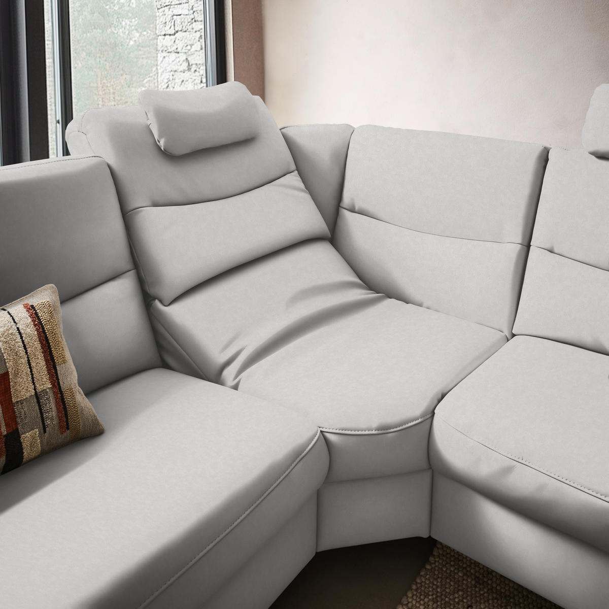 ECKSOFA in Echtleder Weiß  280/249 cm  - Anthrazit/Weiß, Design, Leder/Metall (280/249cm) - Himolla Komfortklass