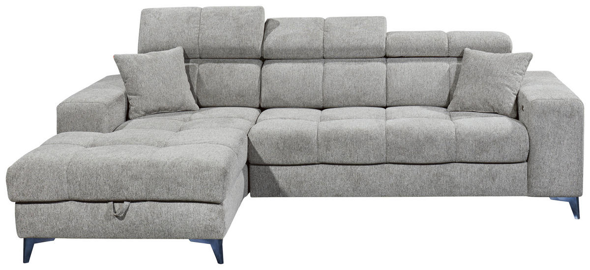 ECKSOFA Hellgrau Chenille  - Hellgrau/Schwarz, KONVENTIONELL, Kunststoff/Textil (172/268cm) - Carryhome
