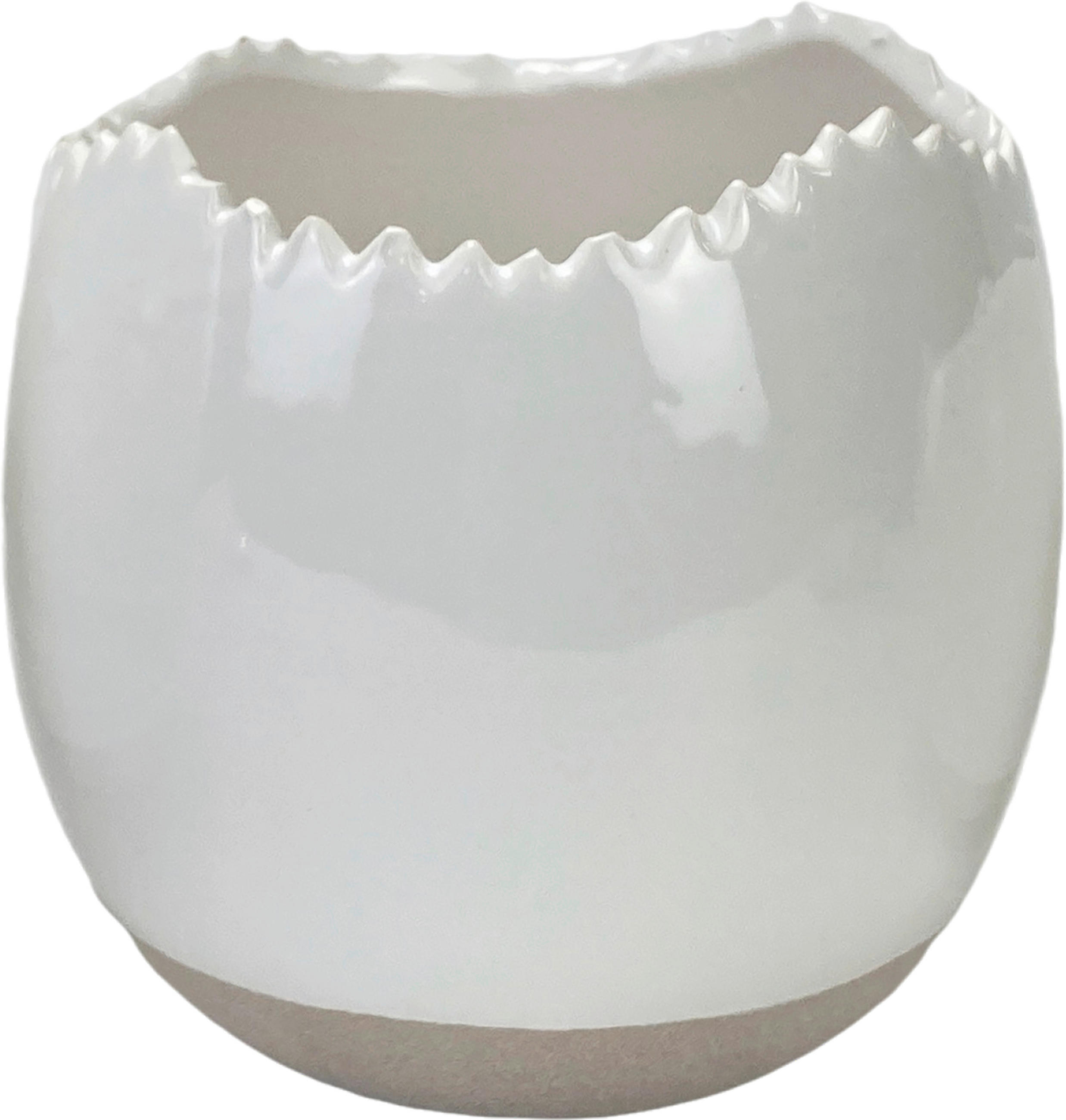 BLUMENTOPF   - Sandfarben/Weiß, LIFESTYLE, Keramik (14,8/12,8/14,8cm)