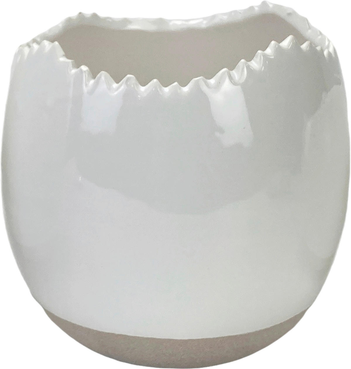 BLUMENTOPF   - Sandfarben/Weiß, LIFESTYLE, Keramik (14,8/12,8/14,8cm)