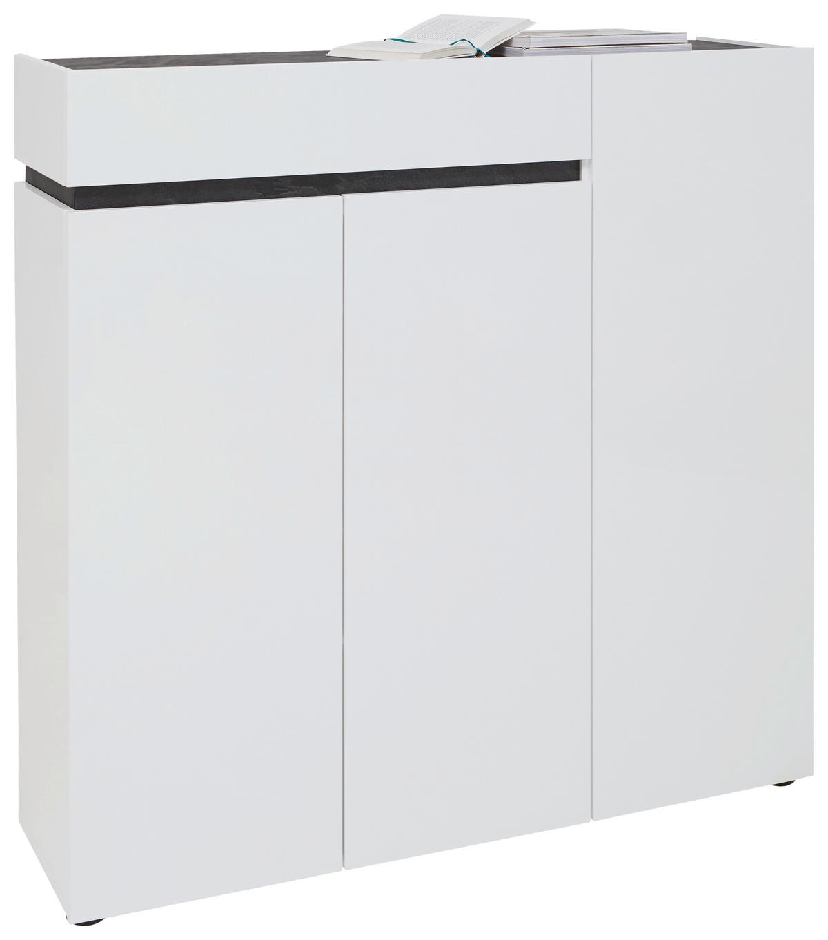 SKRINKA NA TOPÁNKY, antracitová, biela, 120/115/34 cm - čierna/biela, Design, kompozitné drevo/plast (120/115/34cm) - Voleo
