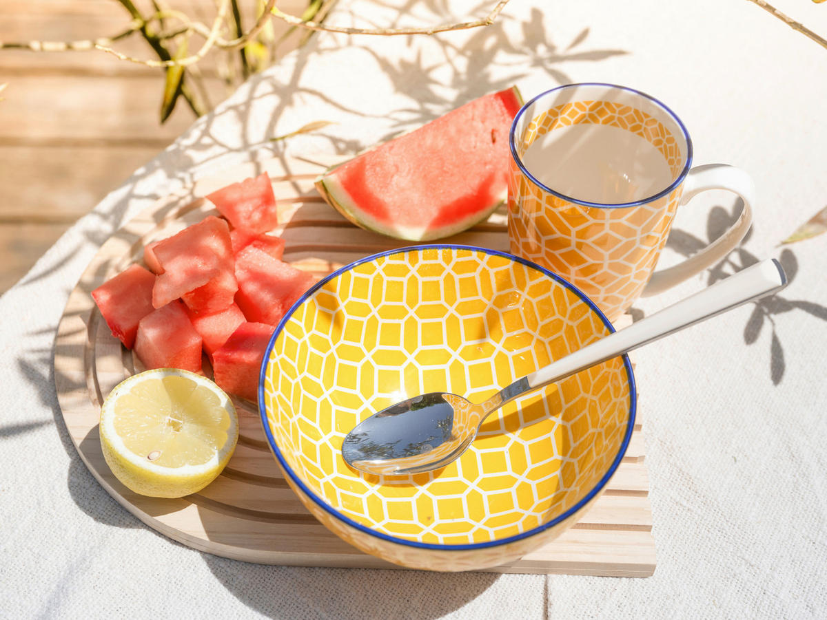 KOMBISERVICE Weiß, Currygelb Mediterran Curry 16-teilig 4 Personen  - Currygelb/Weiß, Basics, Keramik - Creatable