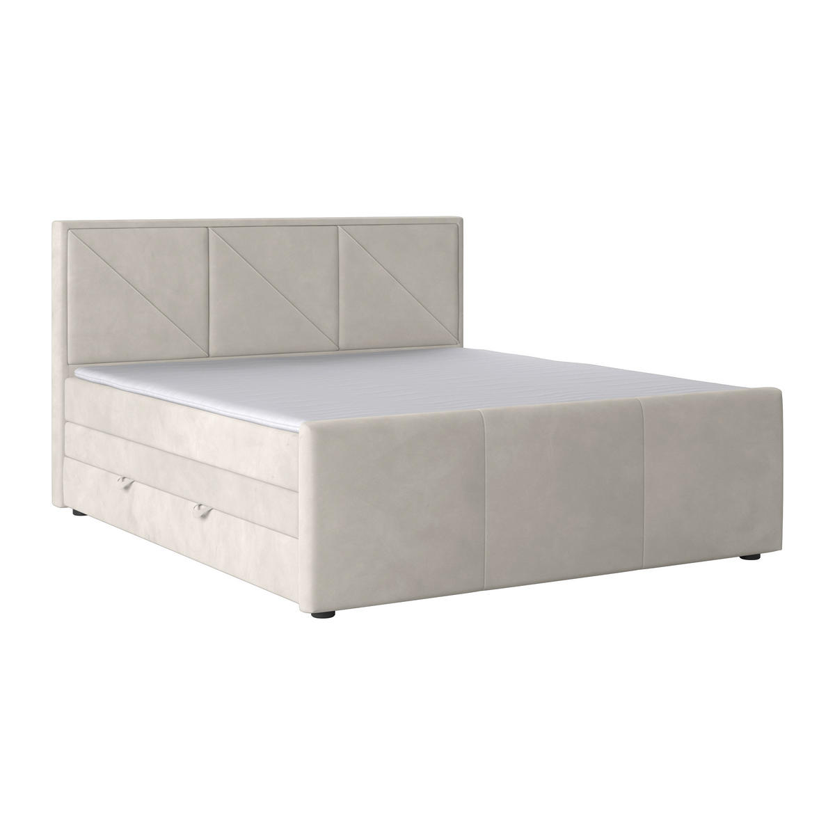 BOXSPRINGBETT 180/200 cm  in Creme  - Hellgrau/Creme, MODERN, Holzwerkstoff/Kunststoff (180/200cm) - MID.YOU