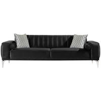 3-SITZER-SOFA Samt Schwarz  - Alufarben/Schwarz, Design, Kunststoff/Textil (236/77/87cm) - Livetastic