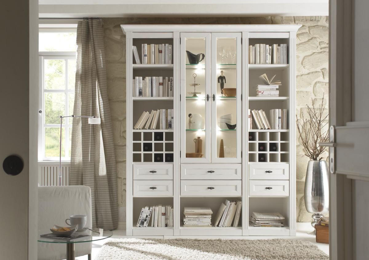 BÜCHERWAND  195/226/46 cm Weiß  - Schwarz/Weiß, LIFESTYLE, Glas/Holz (195/226/46cm)