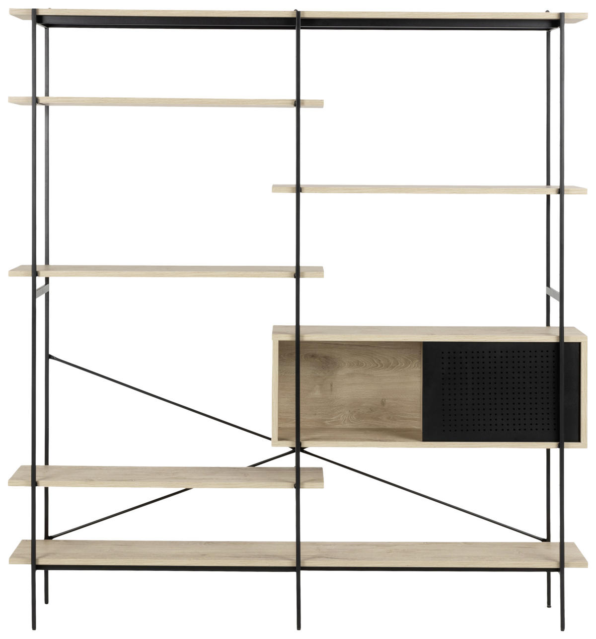 REGALELEMENT  172,0/188,0/27,0 cm Schwarz, Eichefarben  - Eichefarben/Schwarz, Konventionell, Holzwerkstoff/Metall (172,0/188,0/27,0cm) - Livetastic