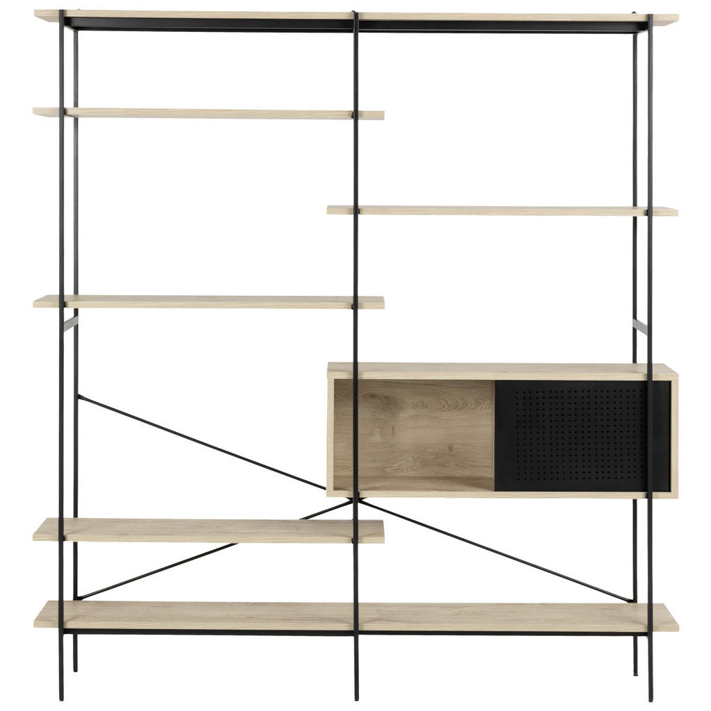 Thumbnail - Livetastic Regalelement, Schwarz, Eiche, Metall, Holzwerkstoff, 172.0x188.0x27.0 cm, Wohnzimmer, Regale, Bücherregale