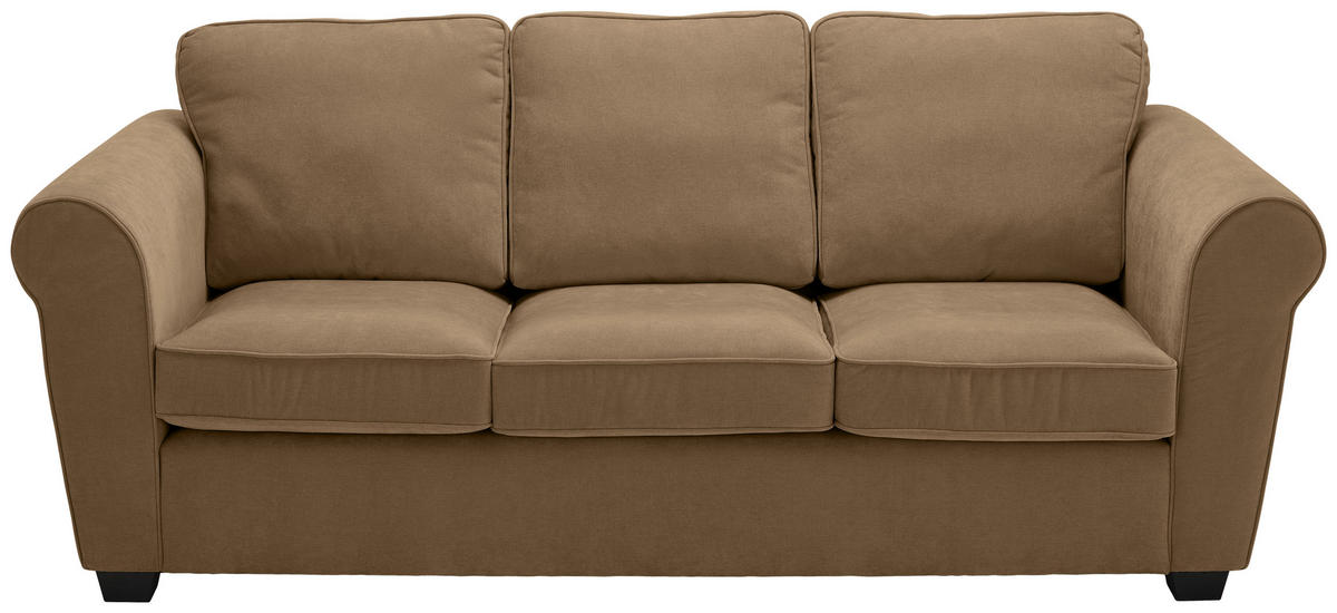 3-SITZER-SOFA Chenille Goldbraun  - Goldbraun/Schwarz, KONVENTIONELL, Kunststoff/Textil (226/88/86cm) - Carryhome