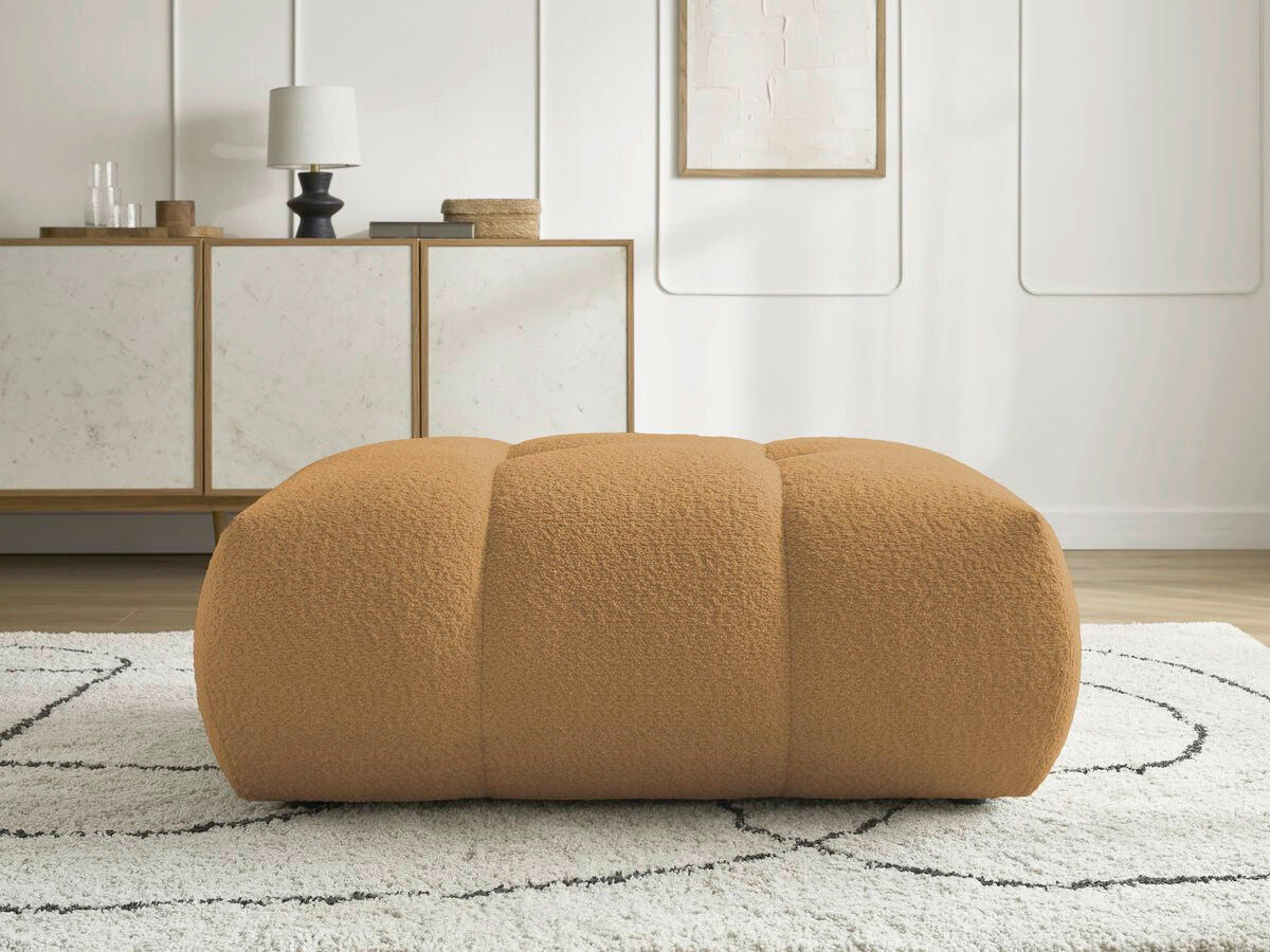 HOCKER FUJI  Bouclé Gelb  - Gelb/Schwarz, MODERN, Kunststoff/Textil (112/44/80cm)
