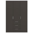 DREHTÜRENSCHRANK 151/235/61 cm,  in Graphitfarben, 3-türig  - Edelstahlfarben/Graphitfarben, Basics, Holzwerkstoff/Metall (151/235/61cm) - Novel