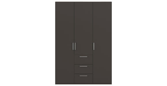 DREHTÜRENSCHRANK 151/235/61 cm,  in Graphitfarben, 3-türig  - Edelstahlfarben/Graphitfarben, Basics, Holzwerkstoff/Metall (151/235/61cm) - Novel
