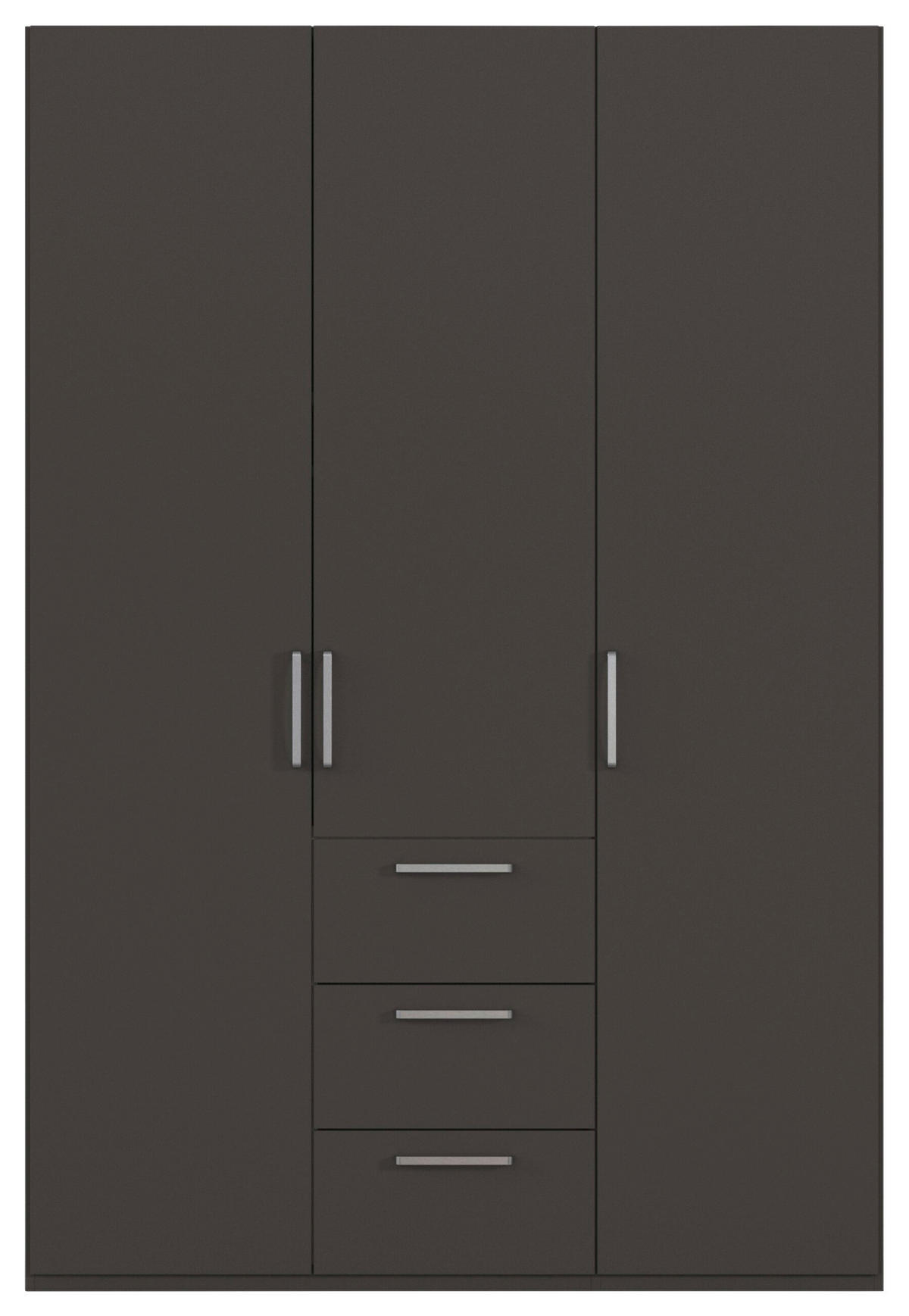 DREHTÜRENSCHRANK 151/235/61 cm,  in Graphitfarben, 3-türig  - Edelstahlfarben/Graphitfarben, Basics, Holzwerkstoff/Metall (151/235/61cm) - Novel