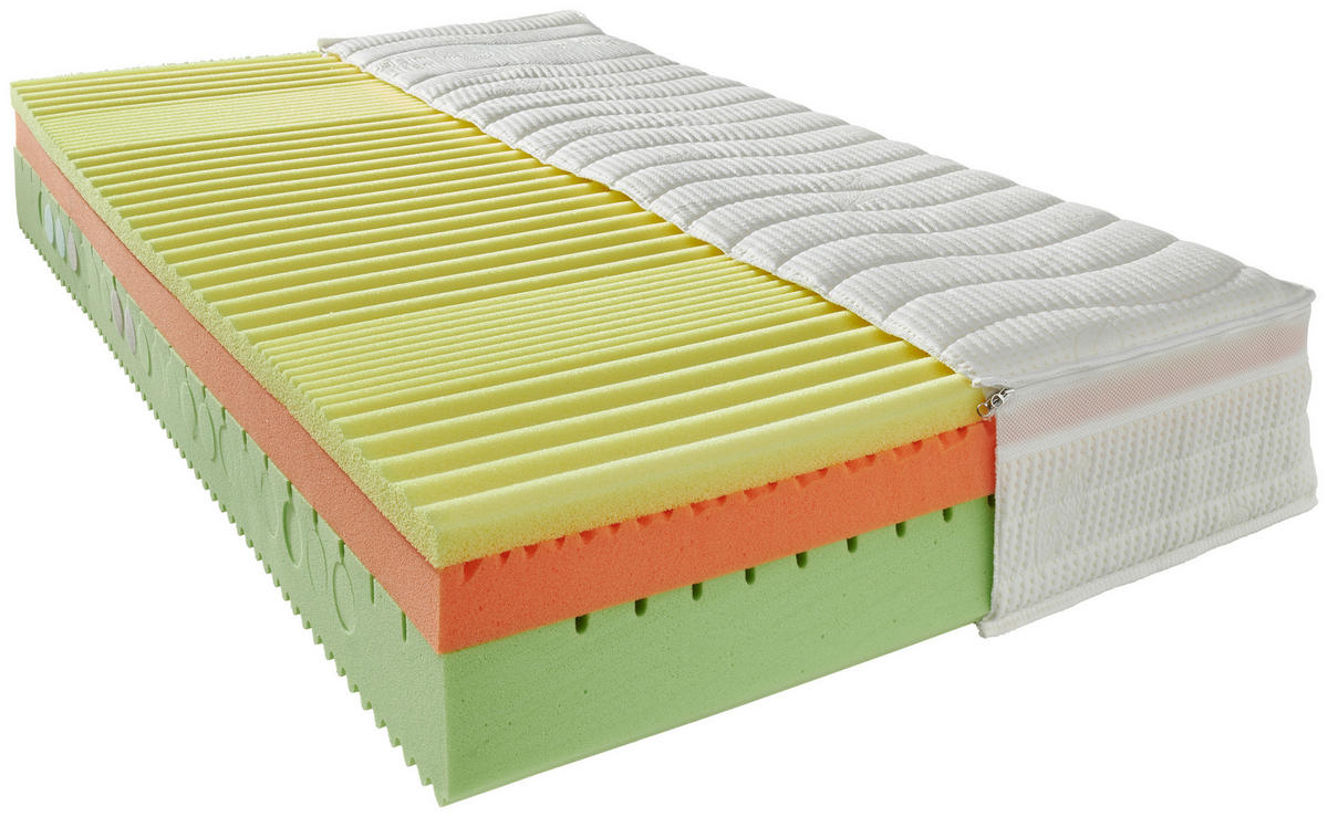 KALTSCHAUMMATRATZE 90/200 cm Höhe ca. 26,5 cm  - Creme/Weiß, Basics, Textil (90/200cm) - Physiosleep