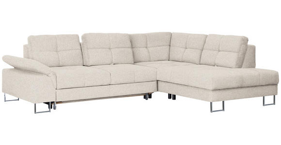 ECKSOFA in Flachgewebe Beige  - Beige, Design, Textil/Metall (296/229cm) - Novel