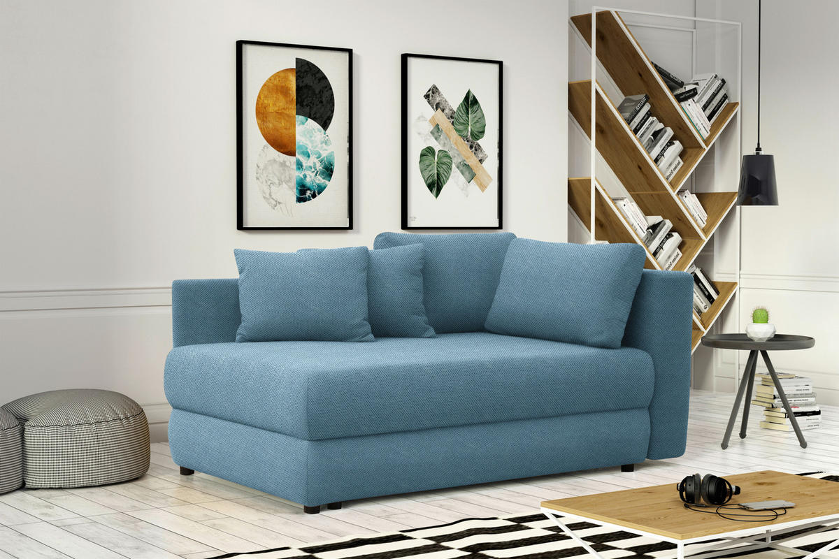 RÉCAMIERE in Flachgewebe Blau  - Blau/Schwarz, Design, Kunststoff/Textil (171/71-88/93cm) - Cantus